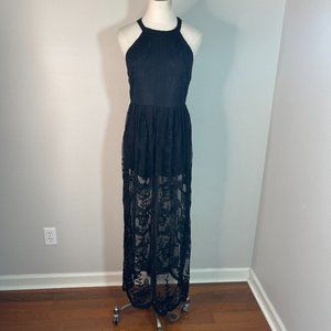 Mahina L Large Romper Dress Black Lace NEW